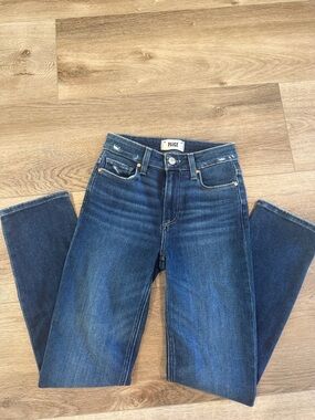 PAIGE Women's Dark Blue Straight-Leg Skinny Jeans